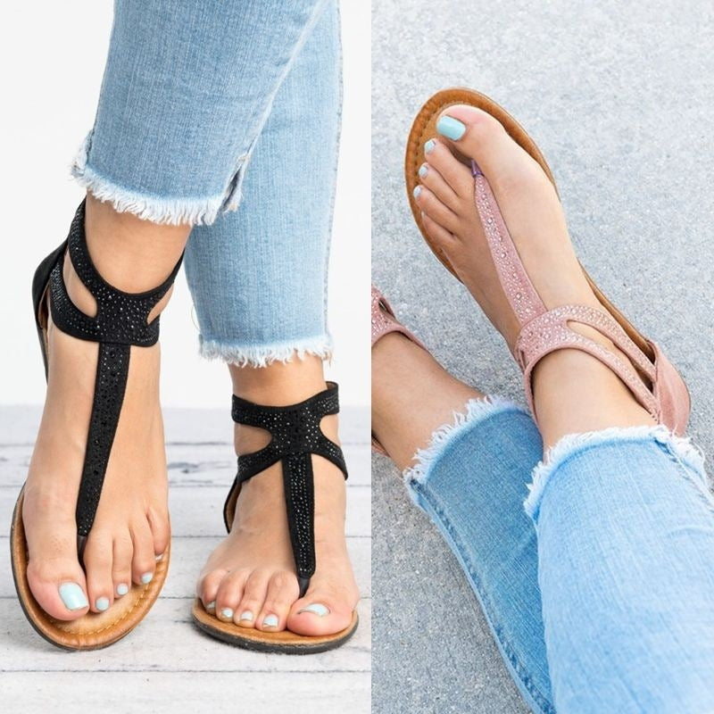 Beach sandals with rhinestones-5