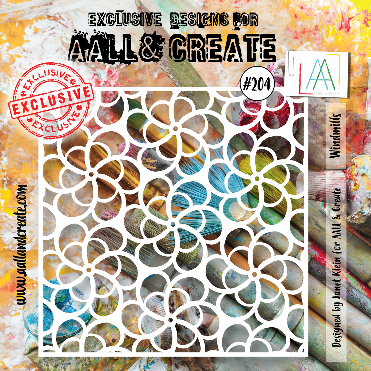 AALL and Create  6"x6" Stencil - 204 - Windmills-1