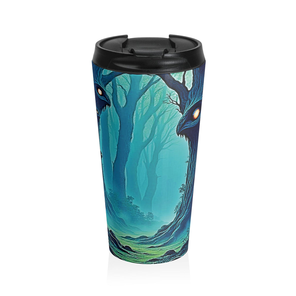 Travel Mug — Mystical Forest with Hidden Tree Spirits Stainless Steel Tumbler