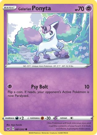 Galarian Ponyta 81/202 - SWSH01 Sword & Shield Base Set Reverse Holofoil-1