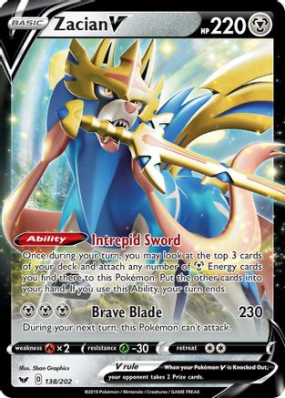 Zacian V 138/202 - SWSH01 Sword & Shield Base Set Holofoil-1