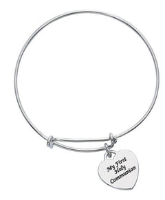 Large Heart Charm Communion Bracelet-1