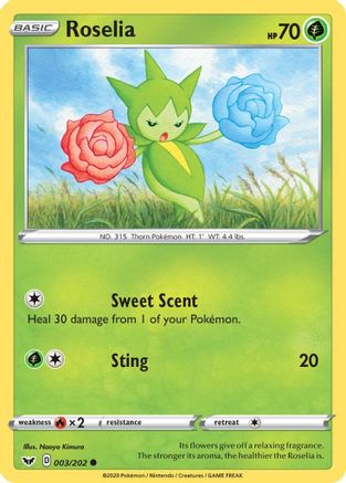 Roselia (003) 3/202 - SWSH01 Sword & Shield Base Set Reverse Holofoil-1