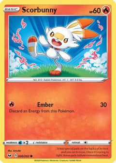 Scorbunny (030) 30/202 - SWSH01 Sword & Shield Base Set Reverse Holofoil-1