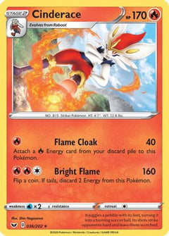 Cinderace (036) 36/202 - SWSH01 Sword & Shield Base Set Reverse Holofoil-1