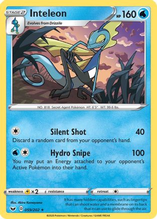 Inteleon (059) 59/202 - SWSH01 Sword & Shield Base Set Reverse Holofoil-1