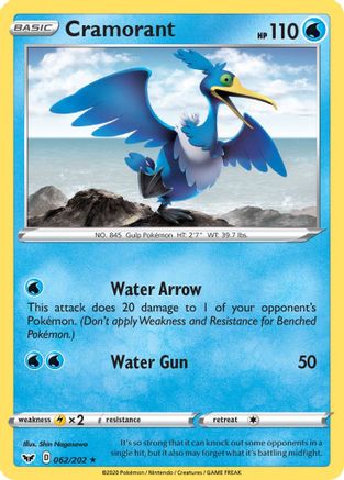 Cramorant 62/202 - SWSH01 Sword & Shield Base Set Reverse Holofoil-1