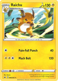 Raichu 66/202 - SWSH01 Sword & Shield Base Set Reverse Holofoil-1