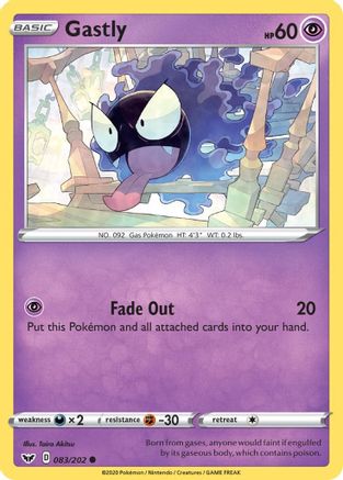 Gastly 83/202 - SWSH01 Sword & Shield Base Set Reverse Holofoil-1