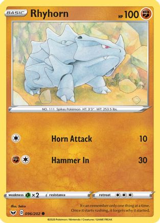 Rhyhorn (096) 96/202 - SWSH01 Sword & Shield Base Set-1