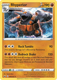 Rhyperior 99/202 - SWSH01 Sword & Shield Base Set Reverse Holofoil-1