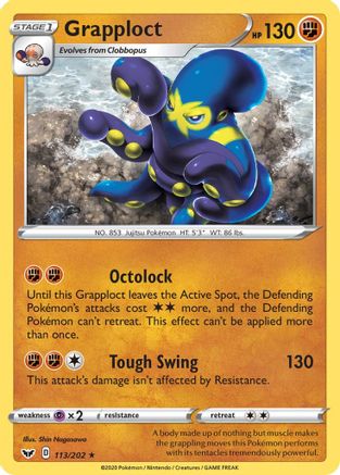 Grapploct 113/202 - SWSH01 Sword & Shield Base Set Reverse Holofoil-1