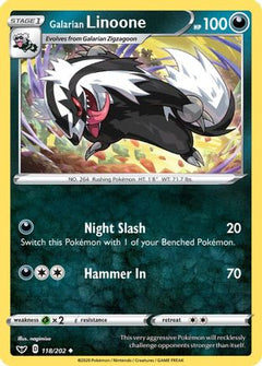 Galarian Linoone 118/202 - SWSH01 Sword & Shield Base Set Reverse Holofoil-1