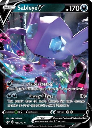 Sableye V 120/202 - SWSH01 Sword & Shield Base Set Holofoil