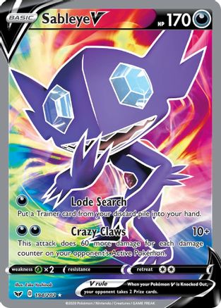 Sableye V (Full Art) 194/202 - SWSH01 Sword & Shield Base Set Holofoil-1