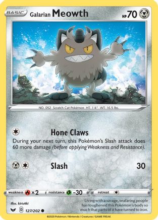 Galarian Meowth 127/202 - SWSH01 Sword & Shield Base Set Reverse Holofoil-1