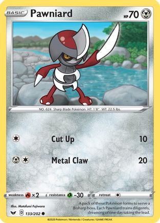 Pawniard 133/202 - SWSH01 Sword & Shield Base Set Reverse Holofoil-1
