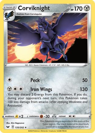 Corviknight 135/202 - SWSH01 Sword & Shield Base Set Reverse Holofoil-1