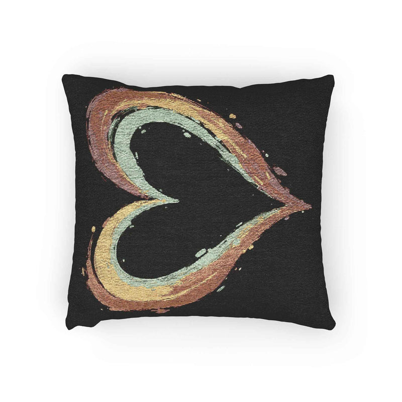 Painted Heart Pillow | Woven Decorative Pillow, Boho Heart Throw Pillow-8