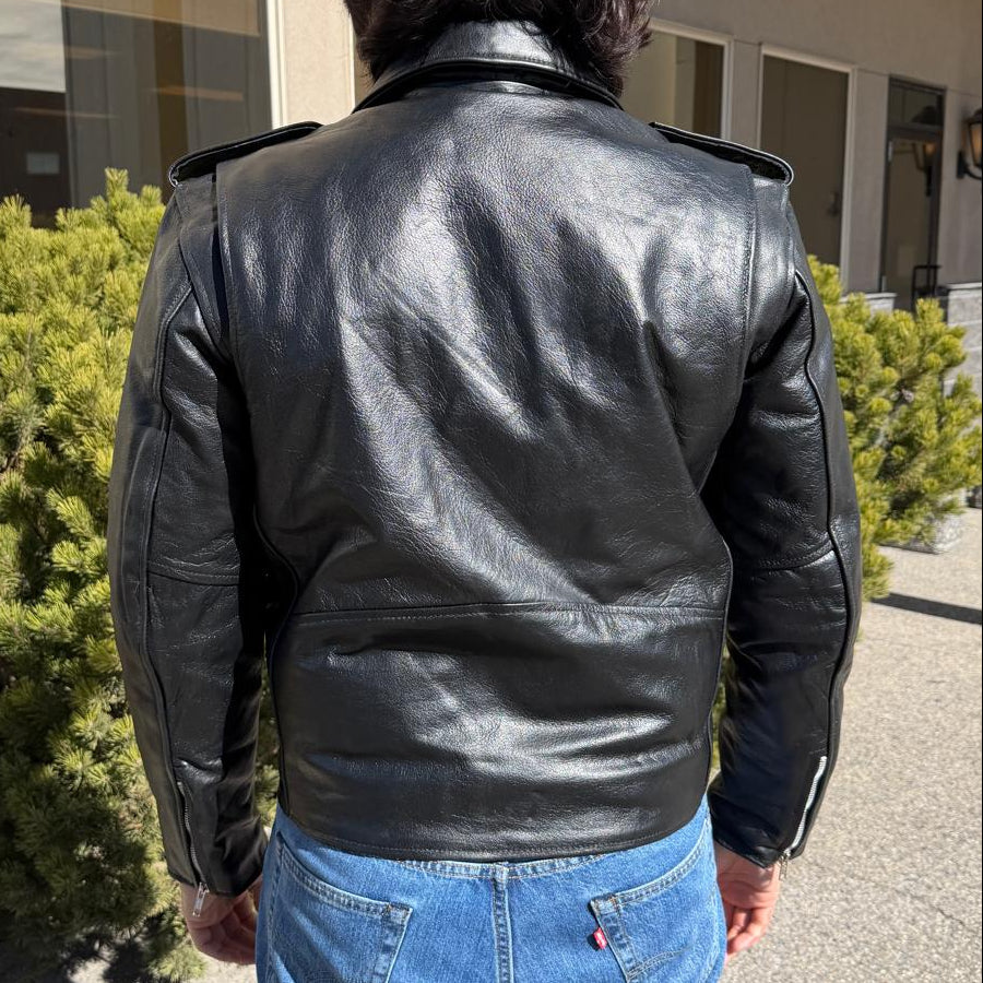 Open Road Men’s Buffalo Leather Biker Jacket with Removable Lining-2