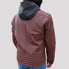 BOL Mens Alvin Lambskin Leather Jacket with Removable Hood-8