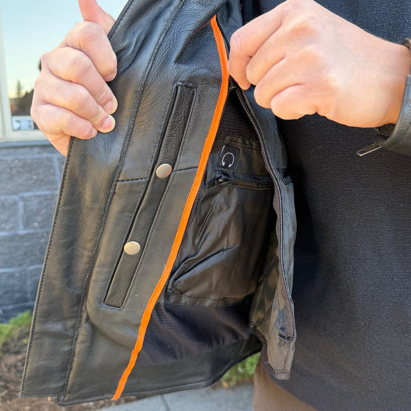 Unik International Men's Reflective Stripe Motorcycle Jacket-23