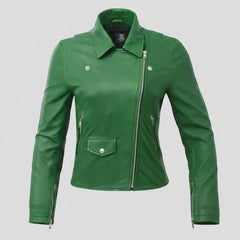 Women’s Lightweight Leather Fashion Jacket | Soft Naked Cowhide Casual Moto Style-24
