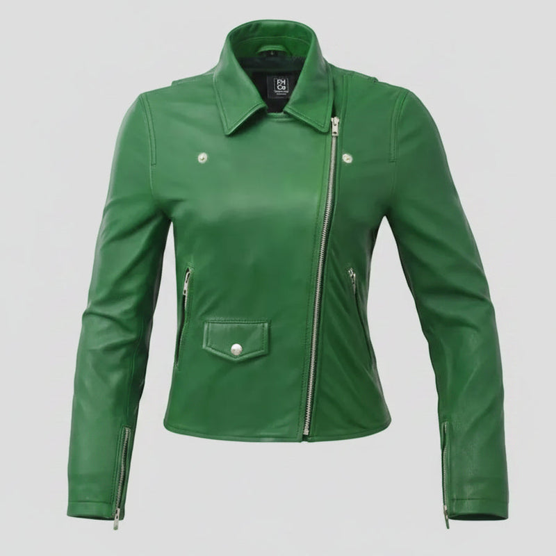 Women’s Lightweight Leather Fashion Jacket | Soft Naked Cowhide Casual Moto Style-24