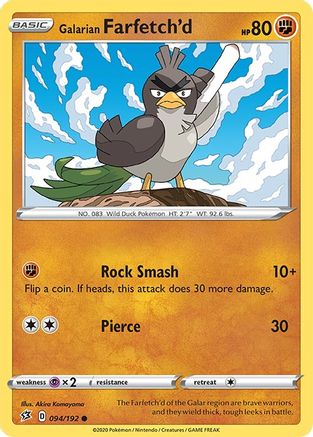 Galarian Farfetch'd 94/192 - SWSH02 Rebel Clash Reverse Holofoil-1