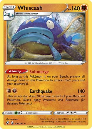 Whiscash 100/192 - SWSH02 Rebel Clash Reverse Holofoil-1