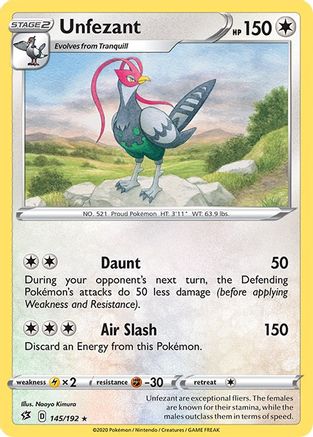 Unfezant/192 - SWSH02 Rebel Clash Reverse Holofoil-1
