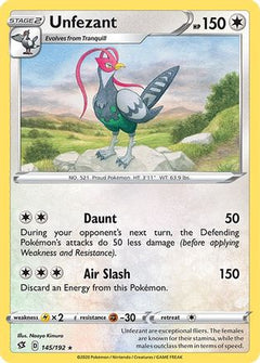 Unfezant/192 - SWSH02 Rebel Clash Reverse Holofoil-1