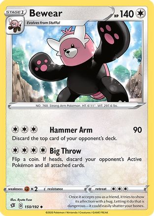 Bewear 150/192 - SWSH02 Rebel Clash Reverse Holofoil-1