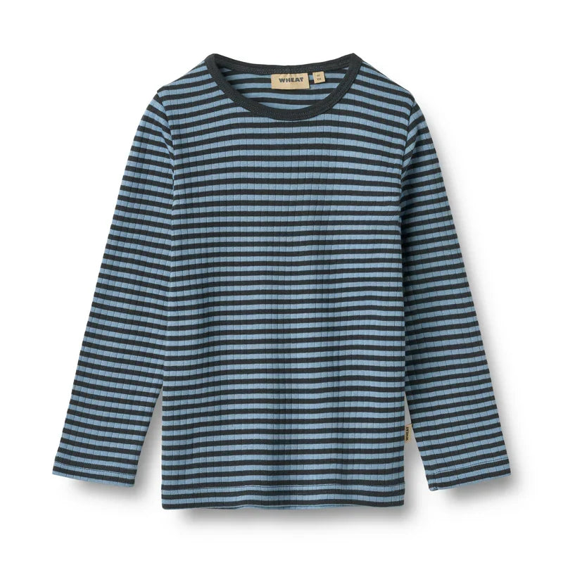 Long Sleeve T-shirt Stig | Bright Blue Stripe | Wheat Kids-1