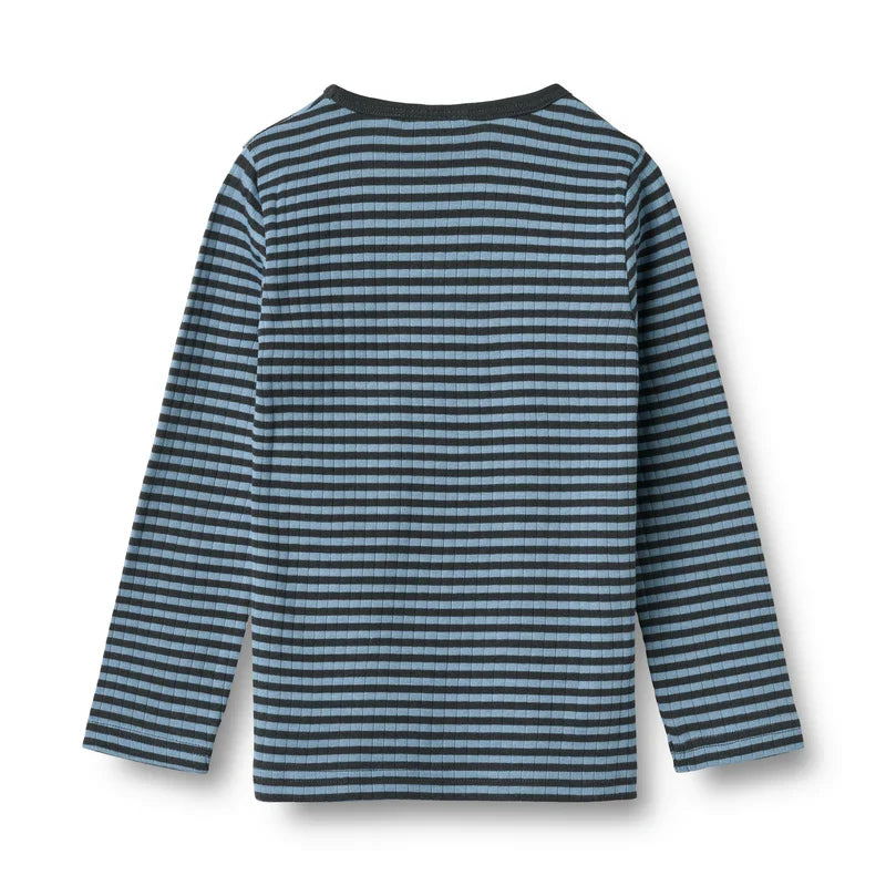 Long Sleeve T-shirt Stig | Bright Blue Stripe | Wheat Kids-2