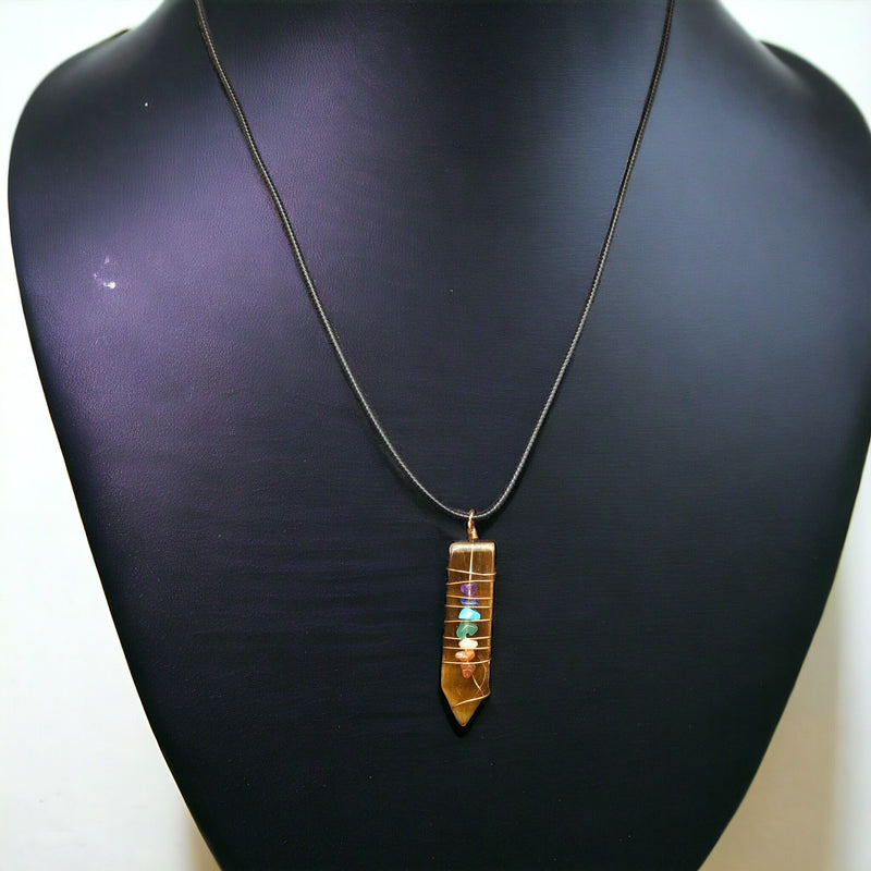 Natural Sword Chakra Unisex Brown Pendant-3