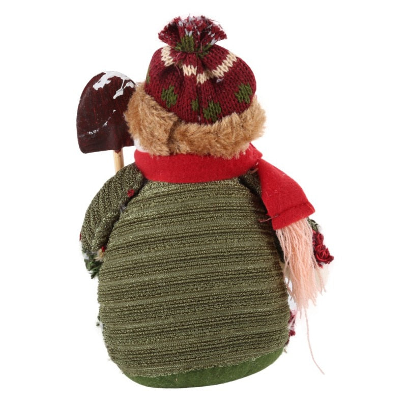 Christmas Elk Santa Snowman Figurines – Flannel Holiday Decorations, 18x13cm-2