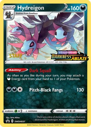 Hydreigon - SWSH037 (Prerelease) [Staff] - SWSH Sword & Shield Promo Cards Holofoil-1