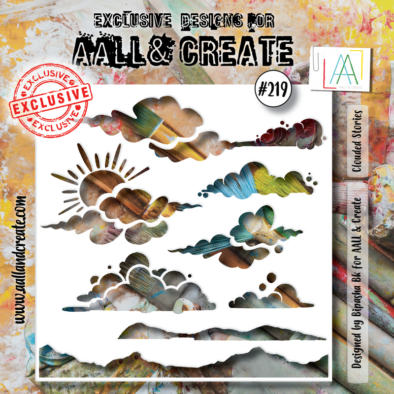 AALL and Create #219 - 6"x6" Stencil - Clouded Stories-1
