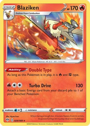 Blaziken 24/189 - SWSH03 Darkness Ablaze Reverse Holofoil-1