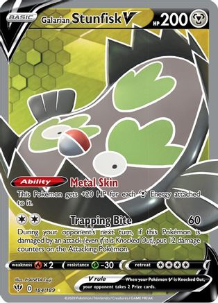 Galarian Stunfisk V (Full Art) 184/189 - SWSH03 Darkness Ablaze Holofoil-1