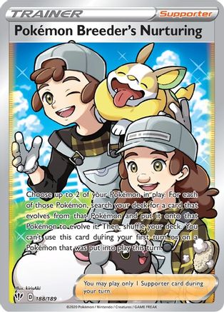 Pokemon Breeder's Nurturing (Full Art) 188/189 - SWSH03 Darkness Ablaze Holofoil-1