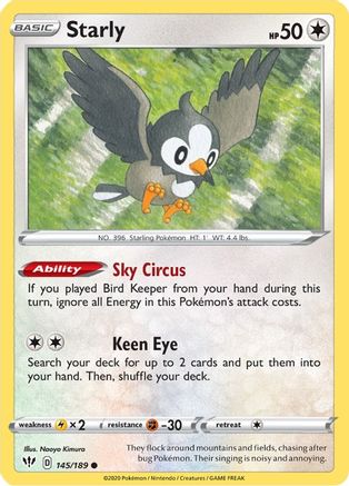 Starly 145/189 - SWSH03 Darkness Ablaze Reverse Holofoil-1