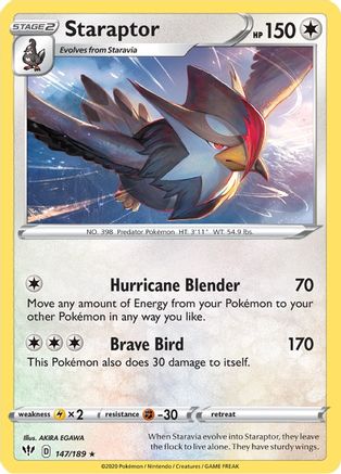 Staraptor 147/189 - SWSH03 Darkness Ablaze Reverse Holofoil-1