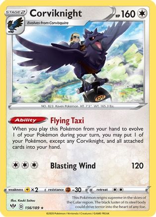 Corviknight 156/189 - SWSH03 Darkness Ablaze Reverse Holofoil-1