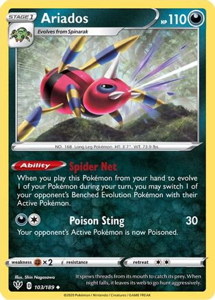 Ariados 103/189 - SWSH03 Darkness Ablaze Reverse Holofoil-1
