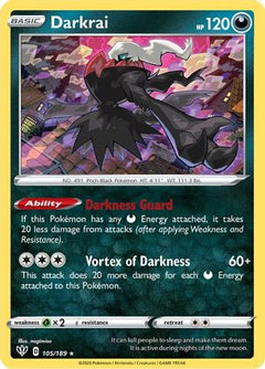 Darkrai 105/189 - SWSH03 Darkness Ablaze Reverse Holofoil-1