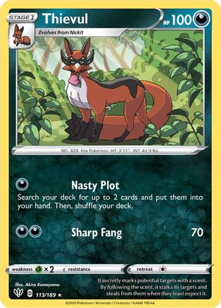Thievul 113/189 - SWSH03 Darkness Ablaze Reverse Holofoil-1