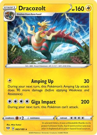 Dracozolt 65/189 - SWSH03 Darkness Ablaze Reverse Holofoil-1