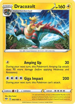 Dracozolt 65/189 - SWSH03 Darkness Ablaze Reverse Holofoil-1